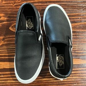 Black leather Vans Women size 8
